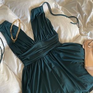 V-Neck dark green dress